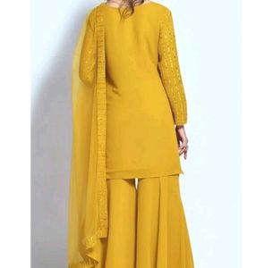 Yellow Embroidered Kurta Set