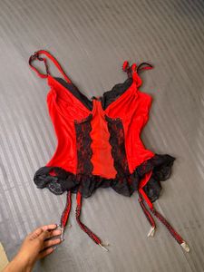 Red &amp; Black Corset  Set😍