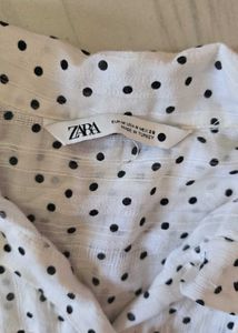 Zara Polka Dot Tie-Neck Top