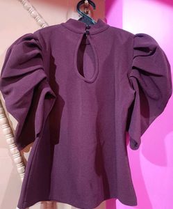 Burgundy Puff Sleeve Top