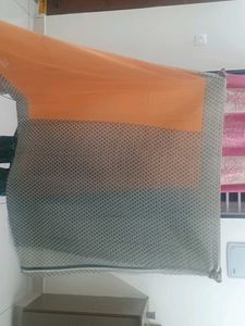 Orange & Grey Net Saree