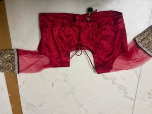 Red &amp; Black Embroidered Saree