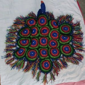 Handmade Crochet Peacock Table Art