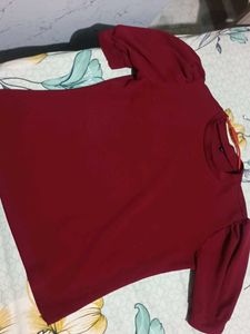 Maroon Puff Sleeve Top