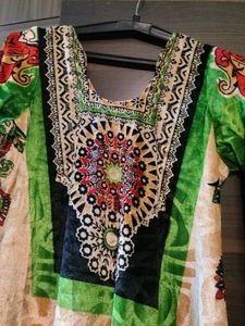 Printed velvet kurta set