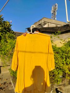 Yellow Embroidered short kurti (offer)