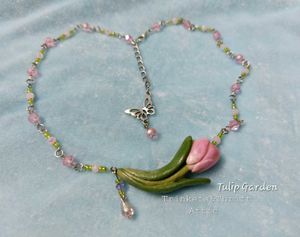 Handcrafted Tulip Flower Beaded Necklace