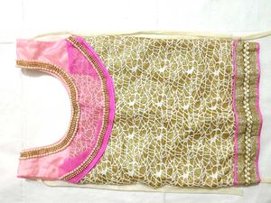 Pink & Gold Embellished Saree Blouse