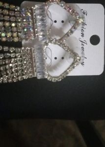 Korean Heart Shaped Party Wear Diamond Chain Earrings