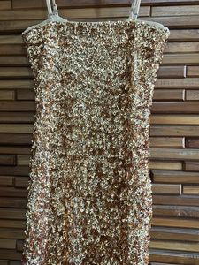 Gold Sequin Padded Mini Dress