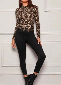 Beige &black Animal Print Top