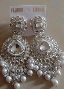 Statement Silver Pearl Earrings