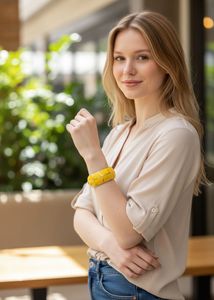Yellow Italian Enamel Bangle Bracelet