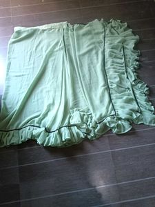 Elegant Greensaree with Ruffles ready to wear sare