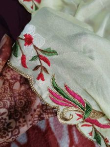 peacock Embroidered Dupatta(lemon yellow)