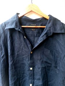 Burnt Umber Dark Blue Oversized Shirt (Women)