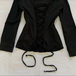 Black Lace-Up Top