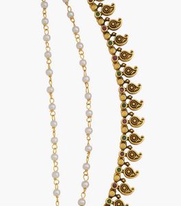 Kushal's Gold Plated Antique Bead Matil Ear Chain