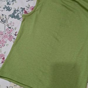 Green Sleeveless Polo Top