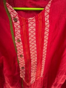 Red Embroidered Kurta