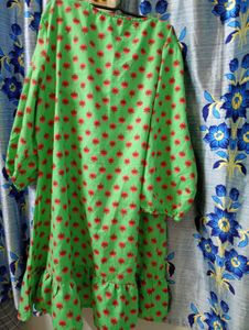 Green Floral Print Tunic Top