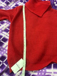 Winter Woman Red Sweater  Mini Dress