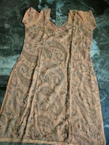 Peach Embroidered Kurta