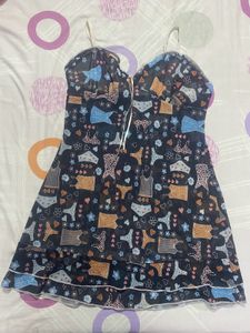 Novelty Print Sheer Mini Dress