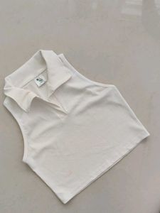 White Ribbed Crop Top