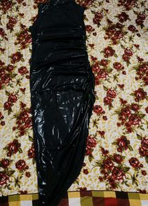 Black Metallic Ruched Bodycon Dress