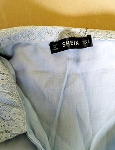Sky Blue, Lace And Button Down Dress