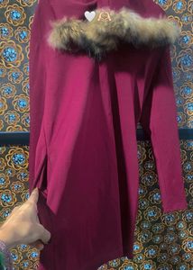 Offer,Faux Fur Trim Hoodie