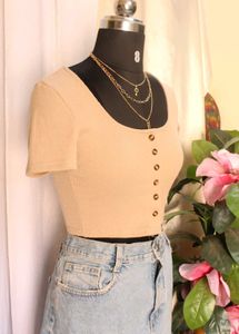 Shein Cute Beige Crop Top