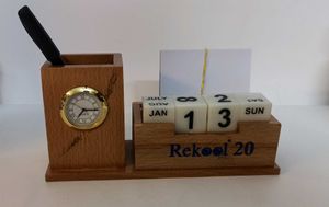 Wooden Day,Month And Date Organiser Pen Stand