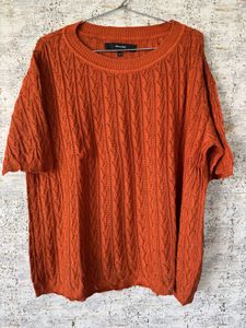 Vero Moda Rust Knit Short Sleeve Top