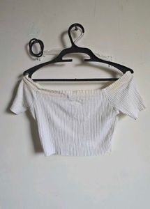 Off-Shoulder Button Crop Top