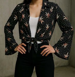 Floral bell sleeve wrap top