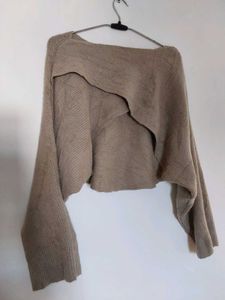 Cozy Beige Knit Wrap Sweater