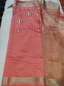 Peach Coloured Formal Saree