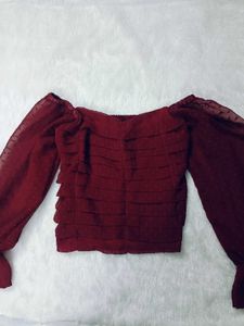 Pretty Maroon Crop Top 😍| Korean