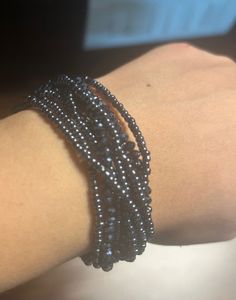 Black Beaded  Multi-Strand Bracelet