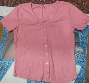 Pink Button-Down Top