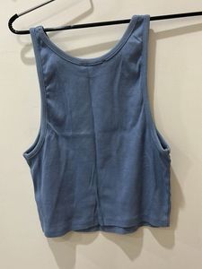 Zara Blue Ribbed Tank Top