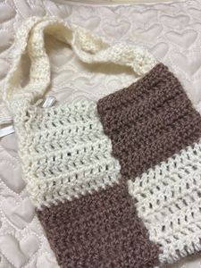 Handmade Crochet Checkered Bag