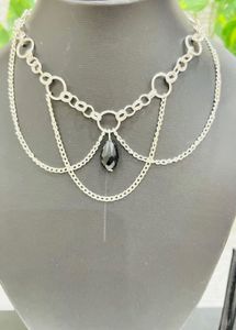 Black Drop Charm Necklace