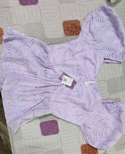 Lilac Eyelet Puff Sleeve Top
