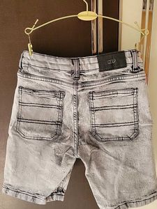 Unisex  Grey Denim Shorts