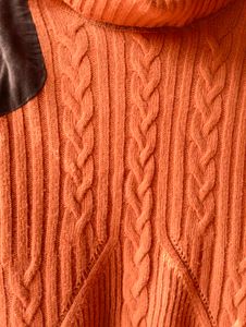 Orange Knit Turtleneck Sweater