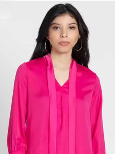 Pink Tie-Neck Blouse