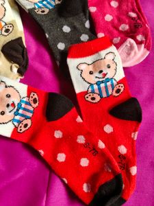Cute Bear Socks - Set of 6 (3 To 7 Age)